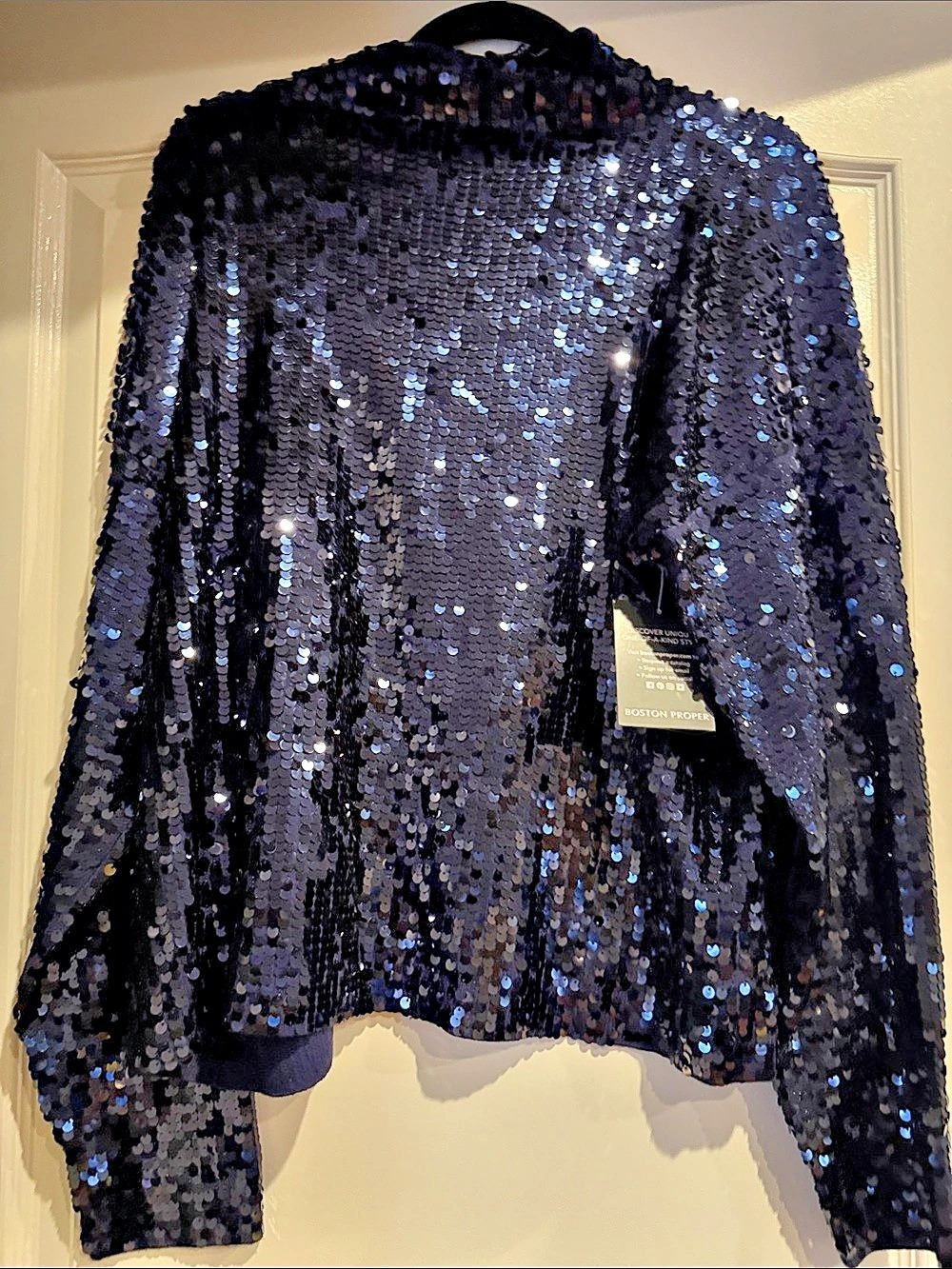 Boston Proper midnight blue Sequin Top NWT Size L